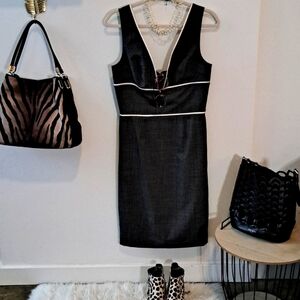 AndyThe Anh Black and White Piping  Form Fitted Dress Women's Size 8
